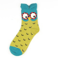 Cartoon Dot Owl Design Purple niedliche Mode lustige Frau Custom Strumpf Großhandel Happy Socken